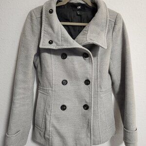 H&M | Women's Gray Pea Coat 8 Medium